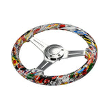 Solid Wood Sticker Bomb Style JDM Steering Wheel