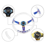 6-Hole 350mm Crystal Bubble Burnt Blue Steering Wheel