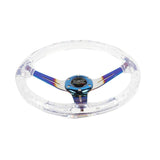 6-Hole 350mm Crystal Bubble Burnt Blue Steering Wheel