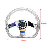 6-Hole 350mm Deep Dish Vip Teal Crystal Bubble Steering Wheel