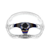 6-Hole 350mm Deep Dish Vip Teal Crystal Bubble Steering Wheel