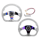 6-Hole 350mm Deep Dish Vip Teal Crystal Bubble Steering Wheel