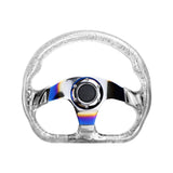 6-Hole 350mm Deep Dish Vip Teal Crystal Bubble Steering Wheel