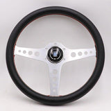 Silver ND 14inch Real Leather Steering Wheel