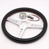 Silver ND 14inch Real Leather Steering Wheel