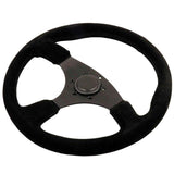 Universal 14inch Auto Racing Black Suede Leather Steering Wheel