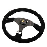Universal 14inch Auto Racing Black Suede Leather Steering Wheel