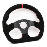 13" Red Suede Racing Steering Wheel Flat
