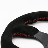 13" Red Suede Racing Steering Wheel Flat