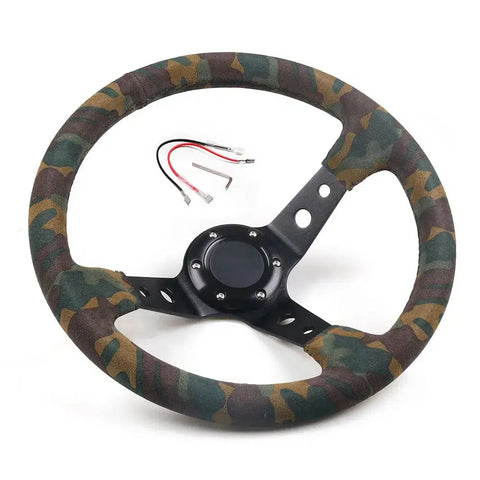 350mm 14inch Steering Wheel Camo Suede