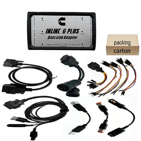 Inline 6 Plus Heavy Duty Data Link Adapter OBD2 Cable: Truck Diagnostic Scanner Tool for Cummins Insite