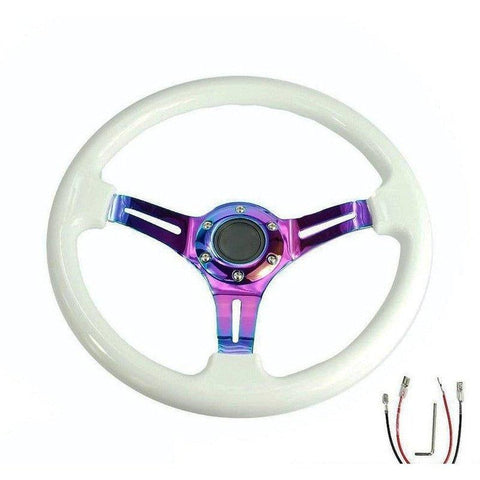 White ABS Deep Dish Steering Wheel 14inch